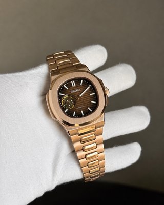 Seiko Mod Nautilus Oro Rosa Open Heart