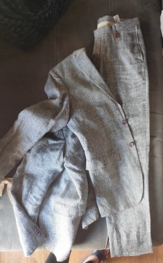 Traje 100% Lino Zara Man (Talla 46/38) - Azul Clar