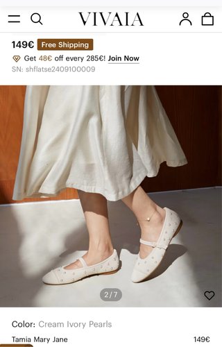 Bailarinas Vivaia Beige con Perlas, sin uso