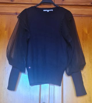 Jersey negro mangas abullonadas transparentes
