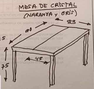 Mesa moderna cristal naranja y metal
