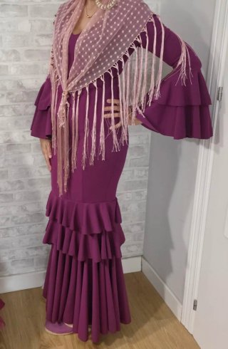 2 Trajes Flamenca Niña/Mujer, color buganvilla,