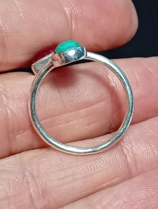 Anillo Plata Ley Ajustable Rubí y Malaquita
