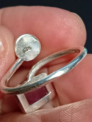 Anillo Plata Ley Ajustable Rubí y Malaquita