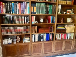 Biblioteca modular madera maciza nogal