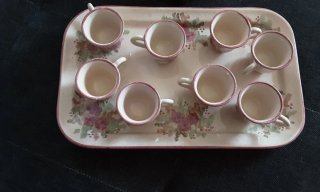 Servizio caffè ceramica decorato fiori