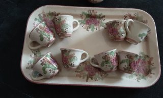 Servizio caffè ceramica decorato fiori