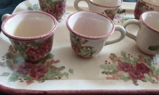 Servizio caffè ceramica decorato fiori