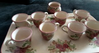 Servizio caffè ceramica decorato fiori