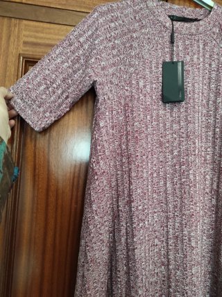 Camiseta larga/vestido corto burdeos tejido T.M.