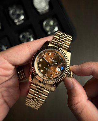 Seiko Mod Datejust Oro Rosa Diamantes 39mm