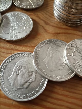 5 Monedas 100 Pesetas Plata 1966