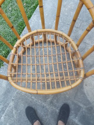 2 Sillones de mimbre y tela