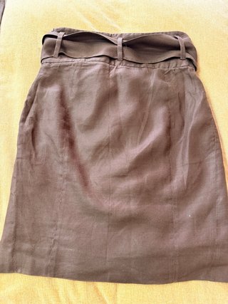 Falda Massimo Dutti marrón lino