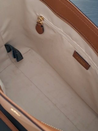 Bolso Piel Ralph Lauren Marrón y Blanco
