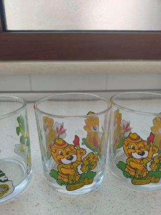 4 Bicchieri Vetro Vintage Nutella