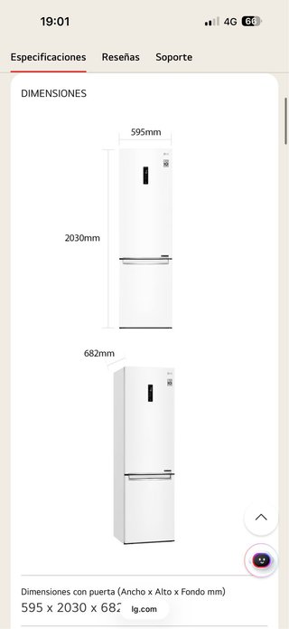 Nevera LG Frigorífico Combi 2m, Clasificación E