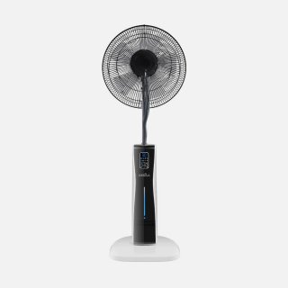 Ventilador con nebulizador negro y blanco