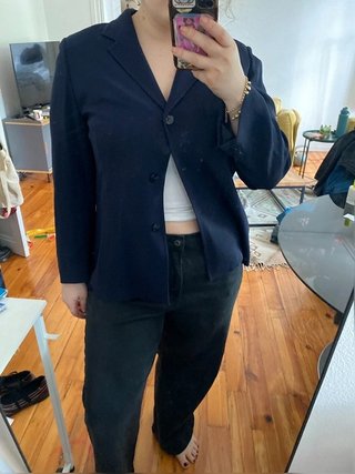 Blazer azul marino vintage · LeyO · Talla 48 (ES)