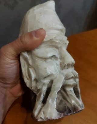 Escultura mármol cabeza hombre asiático