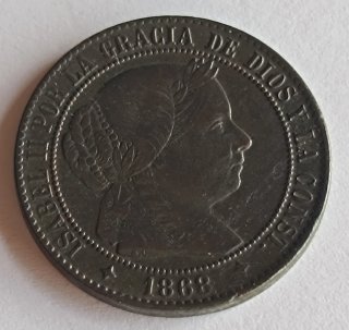 2.5 céntimos 1868 Isabel II (JUBIA)