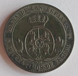 2.5 céntimos 1868 Isabel II (JUBIA)