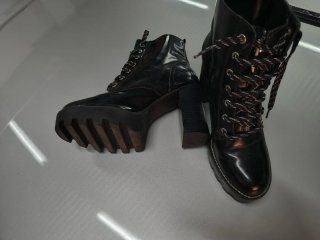 Botines Zara Tacón Grueso Negro