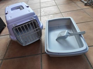 Transportín gato y arenero poco uso