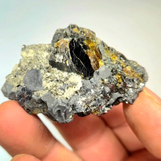 Galena cristalizada con esfalerita y pirita