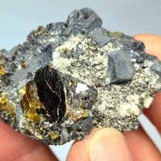 Galena cristalizada con esfalerita y pirita