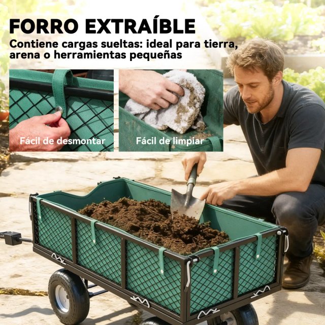 Carrito de Jardín con Ruedas Grandes