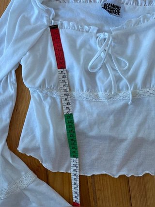 camisa crop manga larga con  - Talla L -...