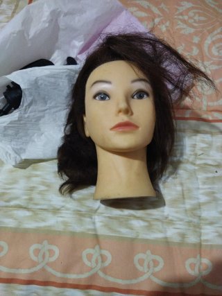 Cabeza Maniquí Peluquería Marrón