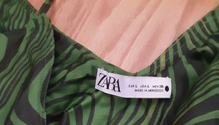 Vestido Zara Verde y Negro Talla L