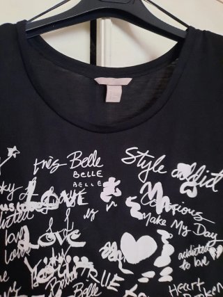 Camiseta Negra Estampada Love Talla L