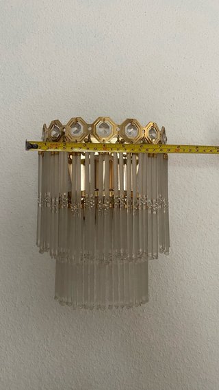 Lámpara de pared vintage dorada y cristal