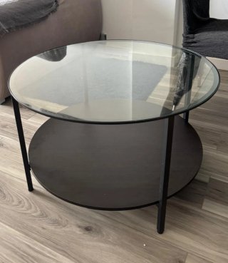 Mesa redonda cristal y metal