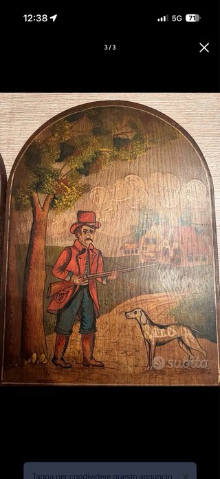 Trittico Quadretti Vintage Legno Illustraz.