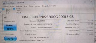 SSD M2 NVME 2TB PCIe 4.0 Kingston 17 horas uso
