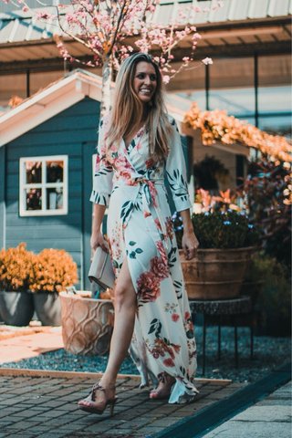 Vestido largo estampado floral boho