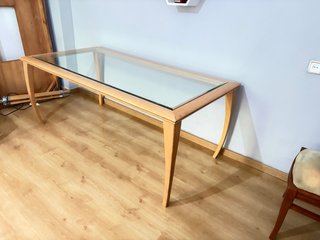 Mesa de comedor cristal y madera
