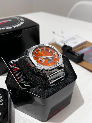 Reloj de hombre Naranja y Plateado