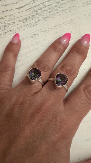 Anillo Topacio Arcoíris Plata