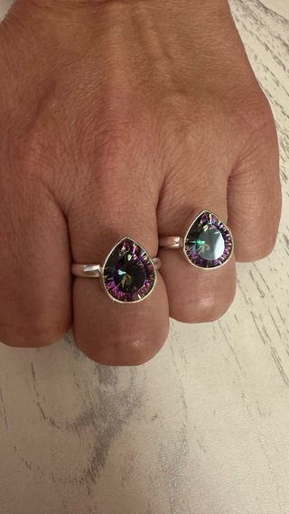 Anillo Topacio Arcoíris Plata