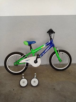 Bicicleta infantil JL-Wenti azul y vede.con ruedin