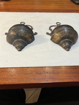 Pareja Benditeras Cobre Antiguas