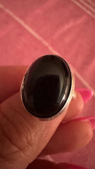 Anillo Plata Turmalina Negra Ovalada