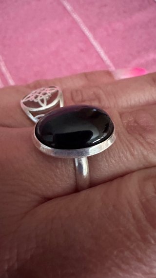 Anillo Plata Turmalina Negra Ovalada