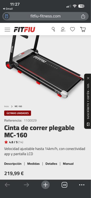 Cinta de Correr Plegable FitFiu Fitness