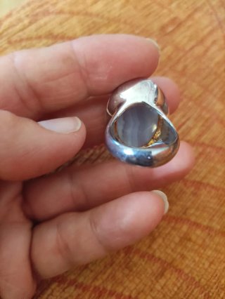 Anillo Plata con Piedra Azul Ovalada